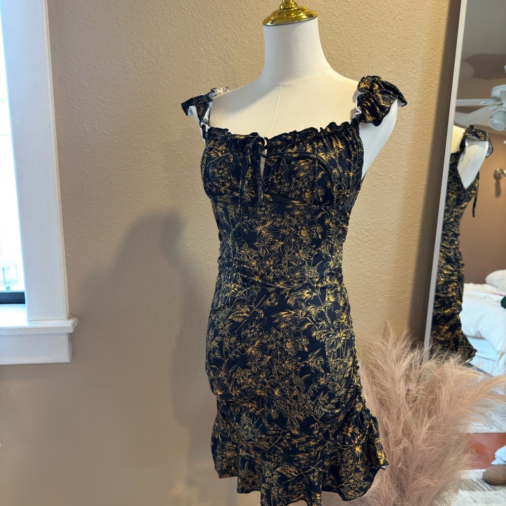SHEIN Black and Gold Mini Dress